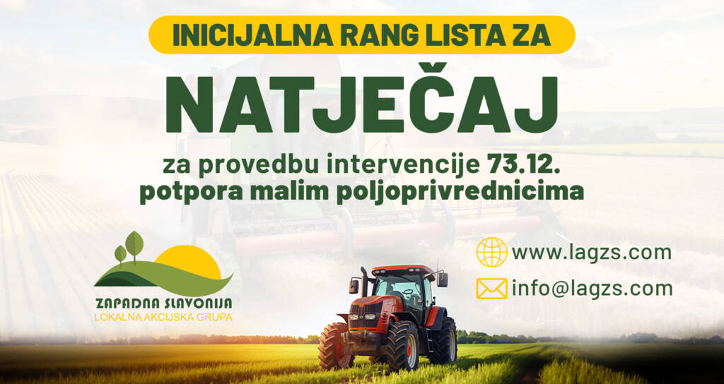 Natječaj za provedbu intervencije 73.12. potpora malim poljoprivrednicima