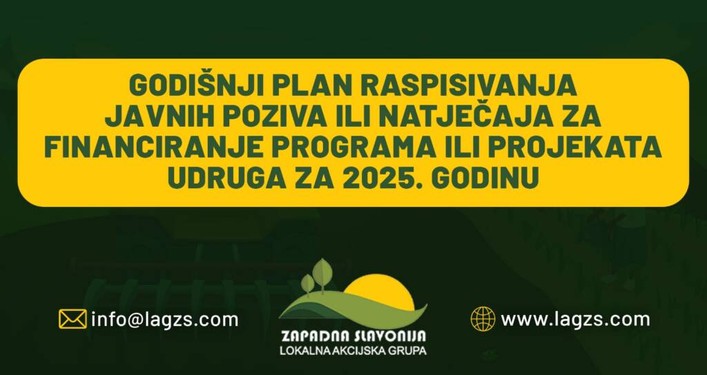 Godišnji plan raspisivanja javnih poziva ili natječaja za financiranje programa ili projekata udruga za 2025. godinu