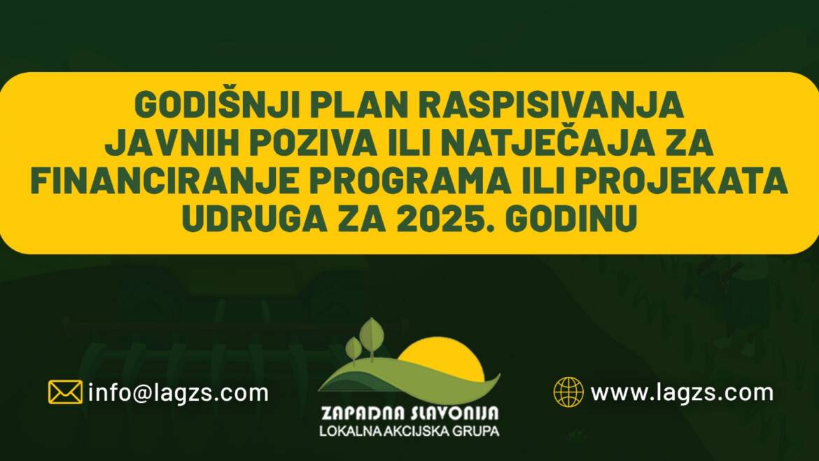 Godišnji plan raspisivanja javnih poziva ili natječaja za financiranje programa ili projekata udruga za 2025. godinu